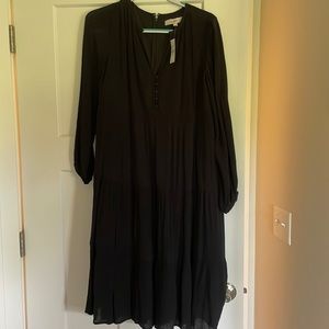 Loft black midi dress, bohemian style. Never worn